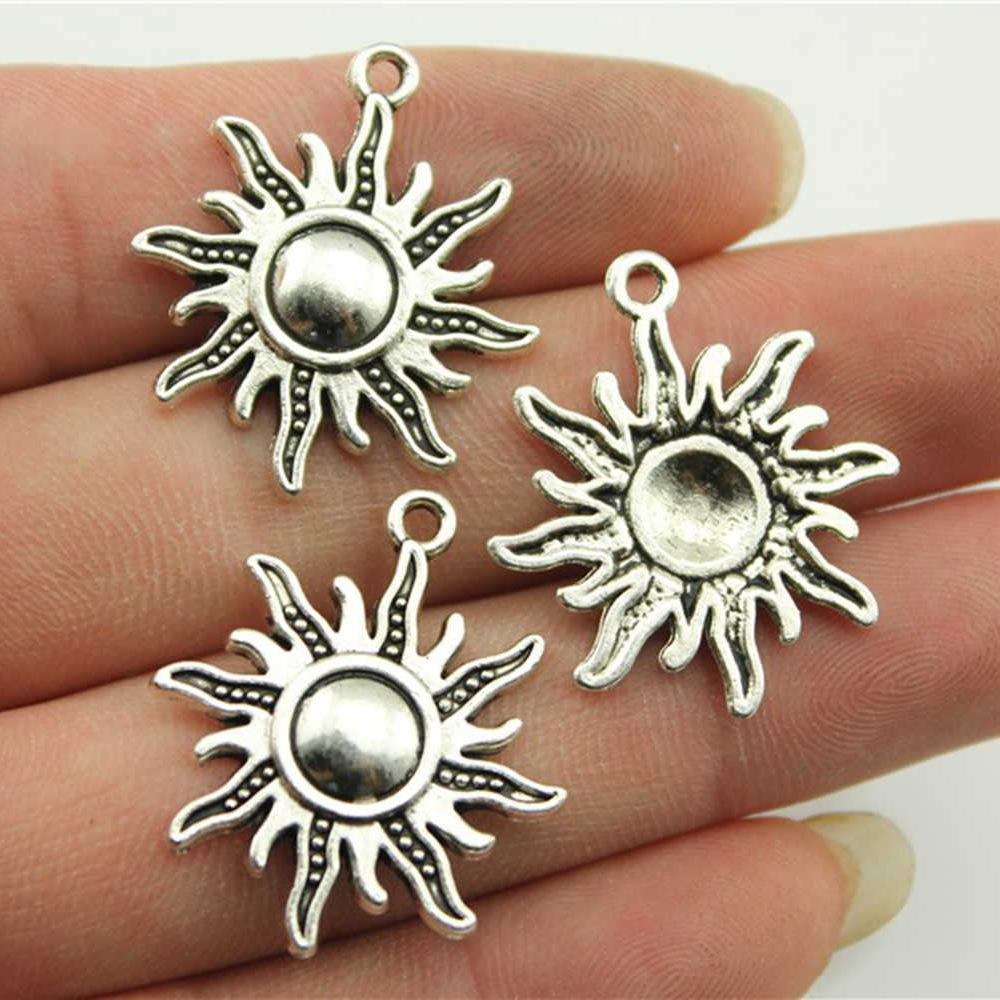20pcs Sun Pendant Charms Antique Silver Color Sun Charms Jewelry DIY Sun Charms For Bracelet Making
