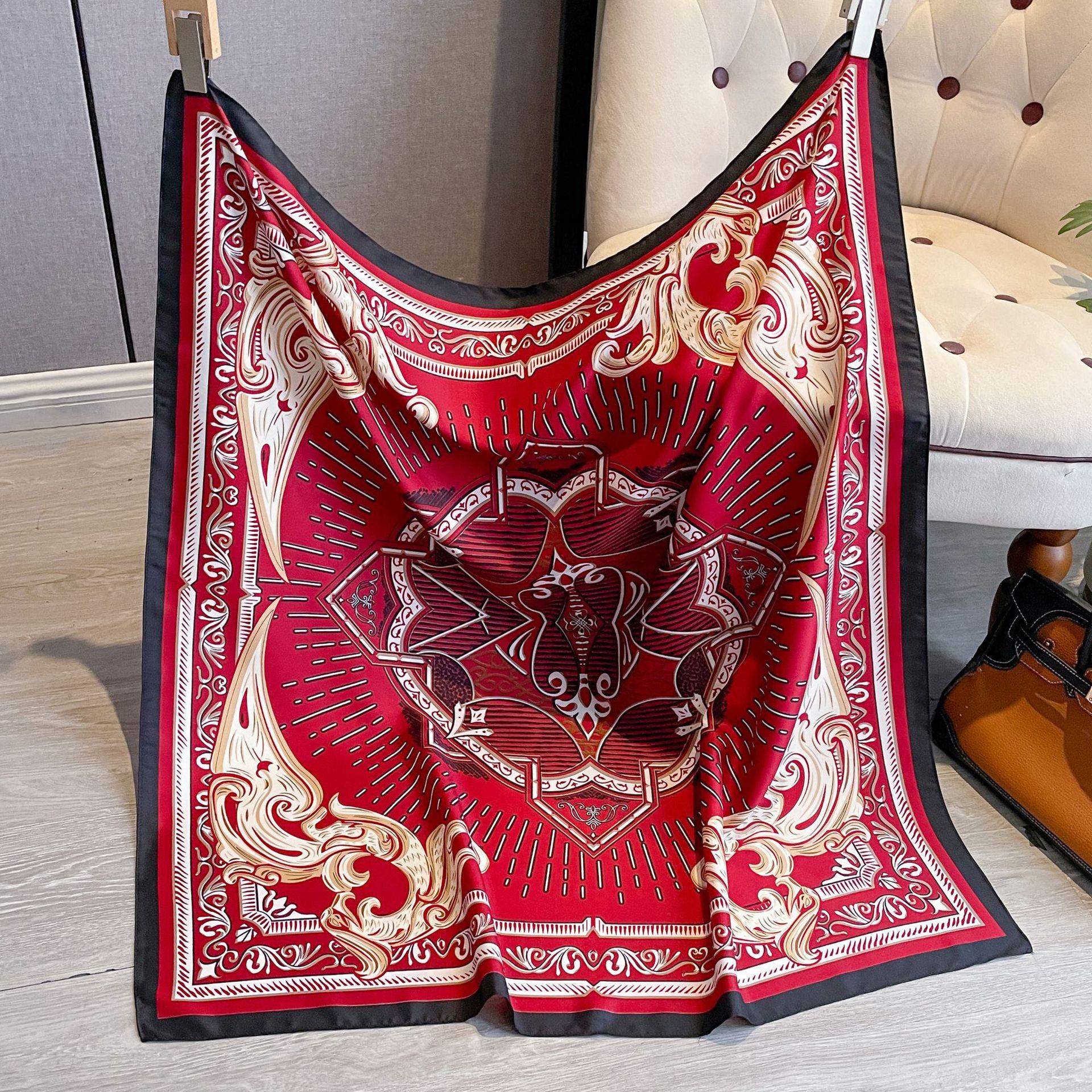 

Модный легкий роскошный шелковый шарф 90 см женский японский и корейский простой полосатый большой квадратный шарф многофункциональная шаль шарф красный