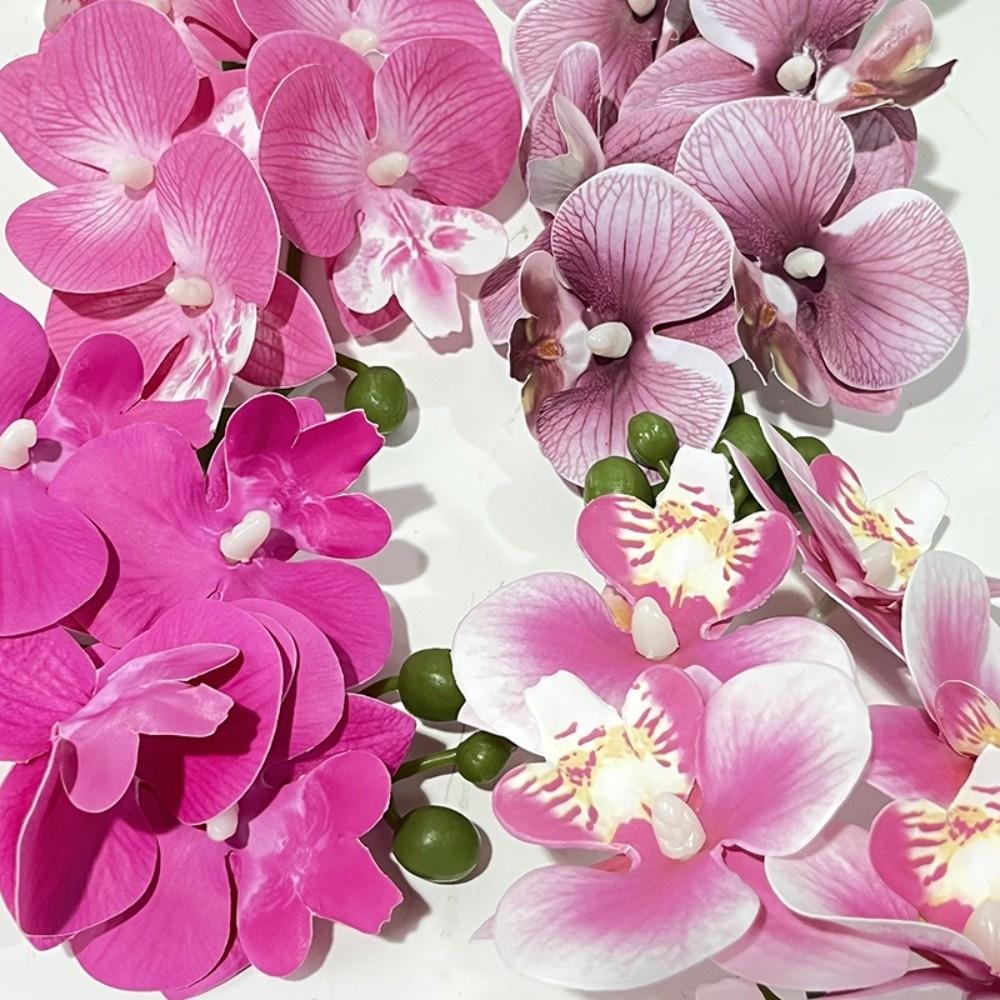 Pink Artificial Orchid Potted Flower with White Pot Artificial Faux Plants Indoor Decoration