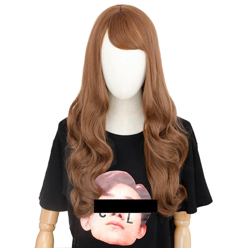 MERISIHAIR باروكات طويلة مموجة للنساء السود، شعر مستعار صناعي أمريكي أفريقي، شعر مستعار بني وردي مع غرة، شعر مستعار مقاوم للحرارة