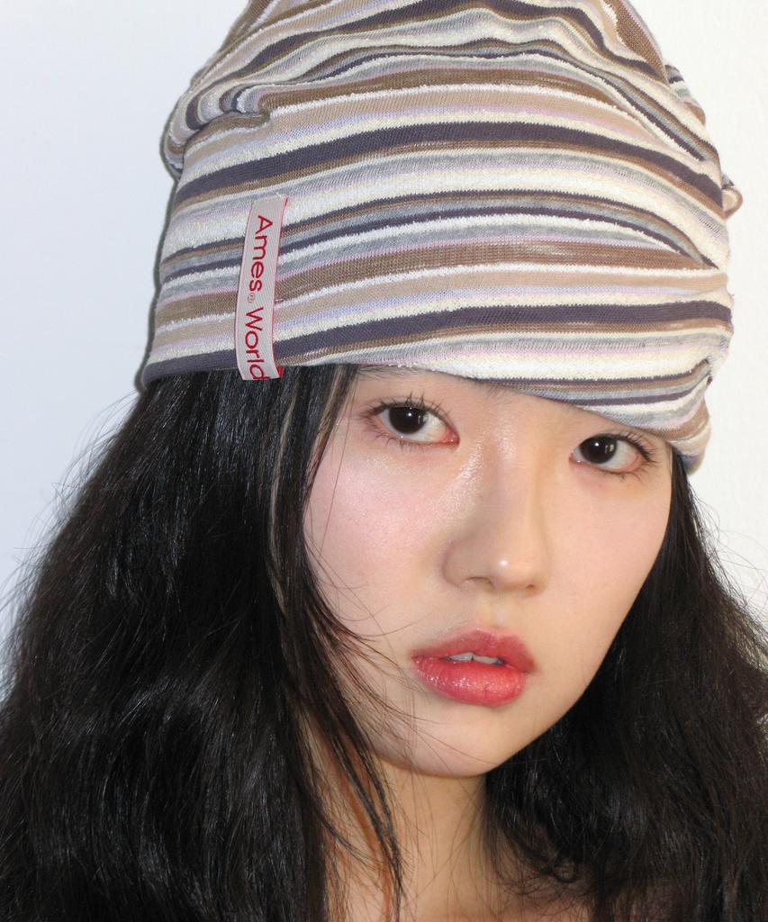 AMES-WORLDWIDE Soft Stripe Beanie Brown