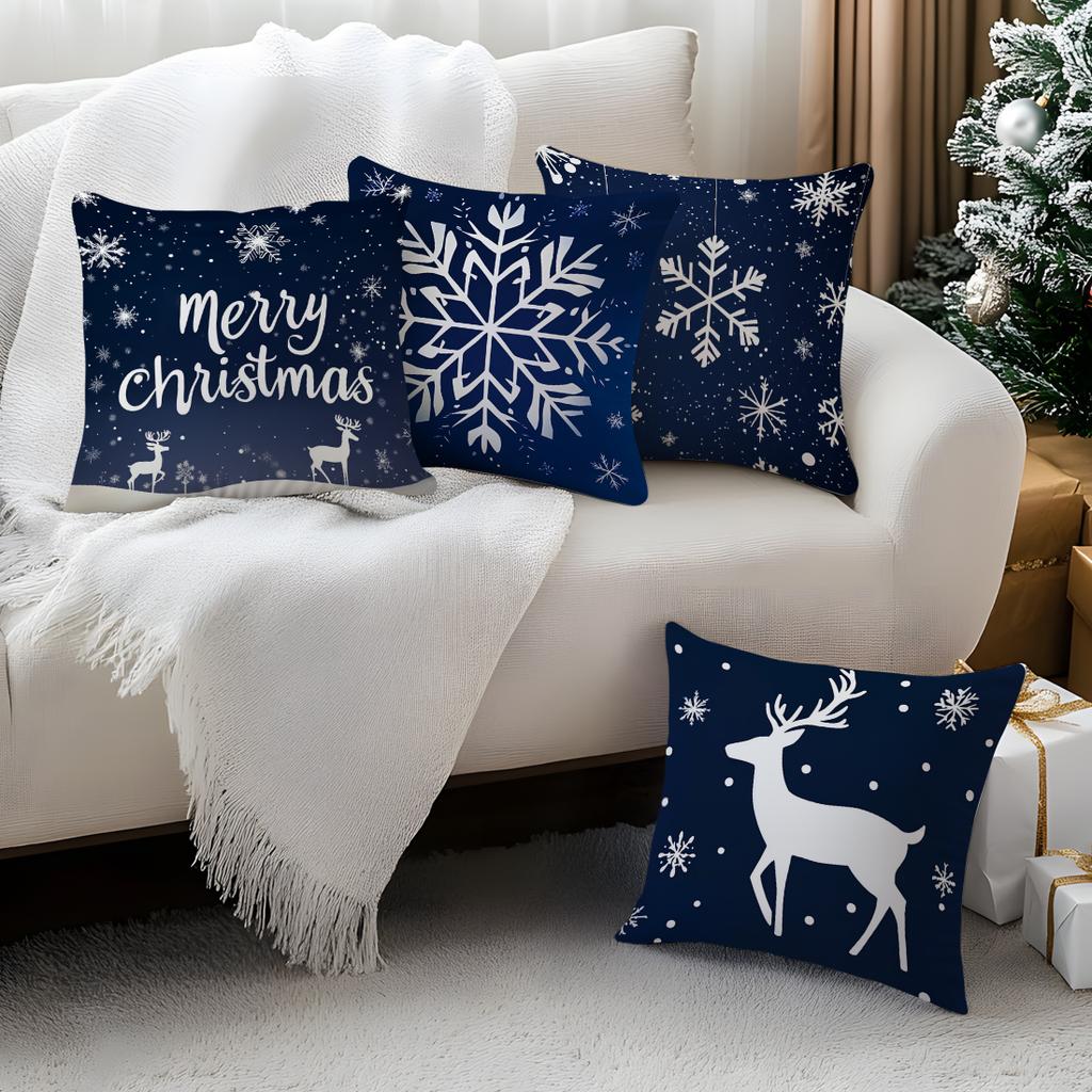 Christmas Snowflake Pillowcase Bedroom Sofa Cushion Cover 100% Polyester Living Room Soft Cushion Pillowcase Home Decor