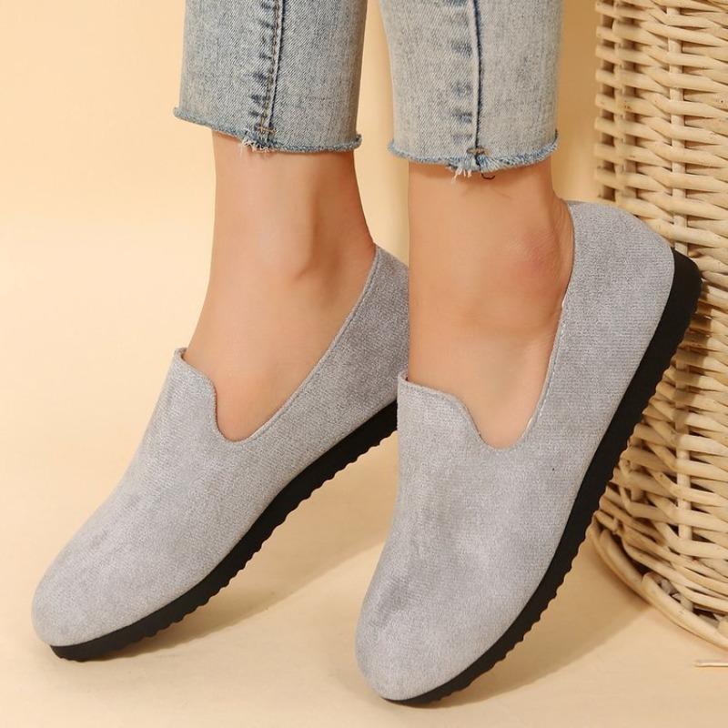 Large size spring and autumn new lazy shoes flat bottom solid color round head women's shoes large size women's shoes