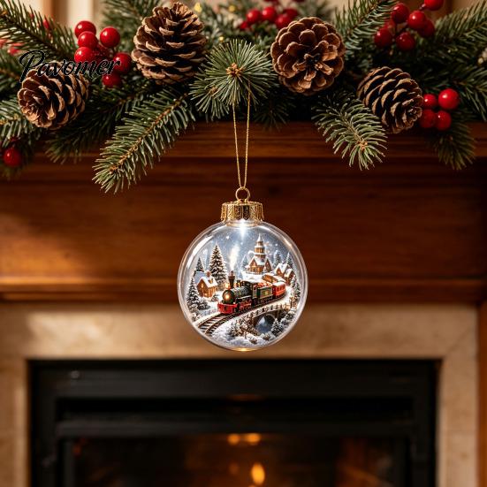 Winter Holiday Home Decor Light Up Christmas Scene Ball Ornament with Warm LED Glowing Story for Reusable Hanging Ornaments Tree and Festive