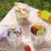 650ML Picnic Salad Box Fruit Cup with Fork Double-Layer Quick-Draining Leak-Proof Compact Sealed Food Storage Containers for Travel Picnic Camping