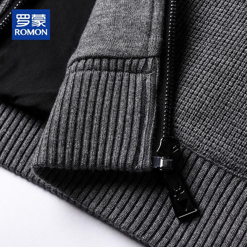 ROMON Men's Hooded Knit Cardigan Sweater