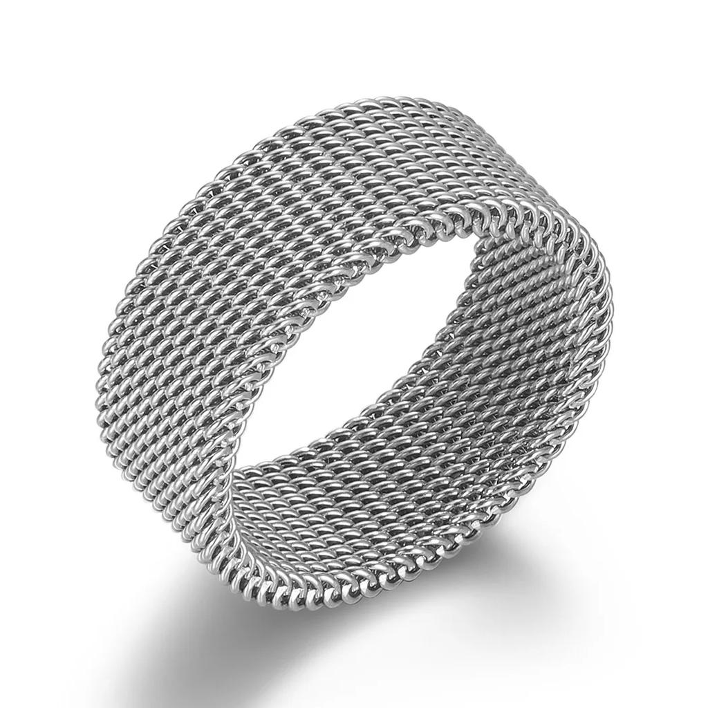 Fashion Mens Modern Stainless Steel Deformable Mesh Band Ring Mesh Band For Men and Women Casual Sports Charm  Party Gift