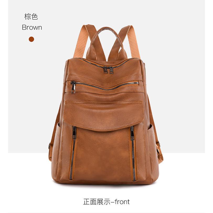 

IELGY Женский рюкзак, простой, модный и ретро-рюкзак из искусственной кожи большой вместимости. коричневый