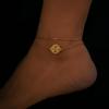 Cavigliera Moda a Doppio Strato Double-Face a Forma di Cuore Oro e Argento per Donna