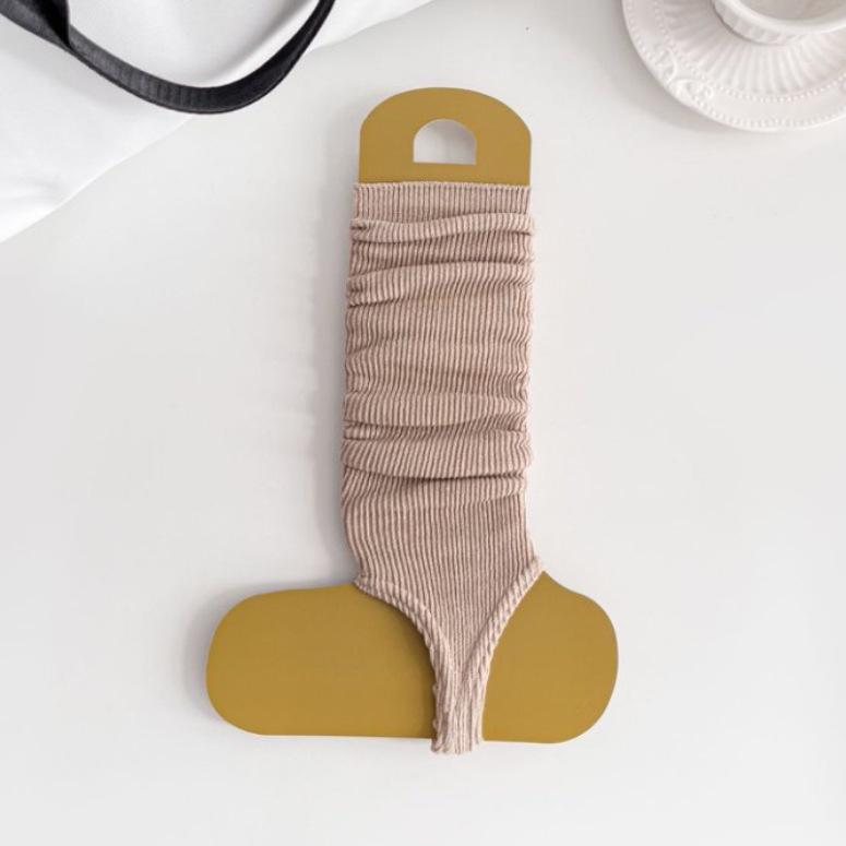 Ballet-Style Over-the-Knee Thin Summer Socks for Women - Solid Color, Calf-Slimming, Double-Needle Scrunch Design