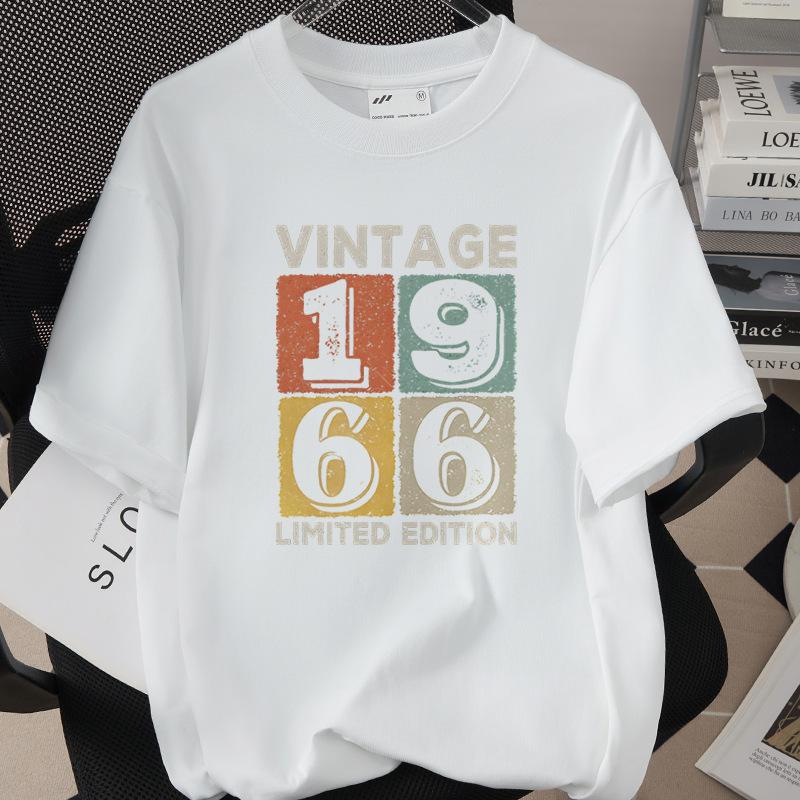 HighQuality Cotton TShirt for Unisex 1966 60th Birthday Unisex Loose Oversized Clothing O Neck Short Sleeve Tees Streetwear Top
