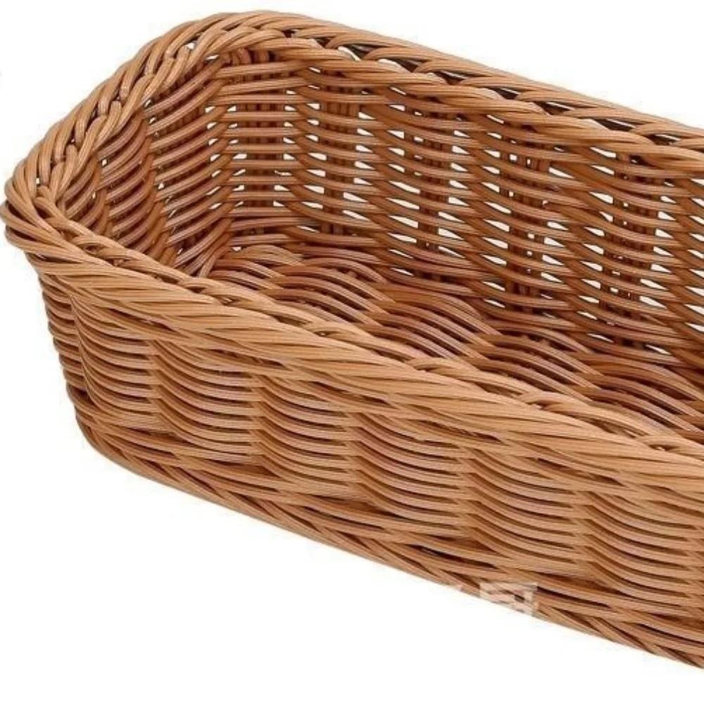 Haushalts-Korbgeflecht-Imitat Tablett Rechteckiger Plastik-Picknickkorb Tischplatte Obst-Organizer Picknick