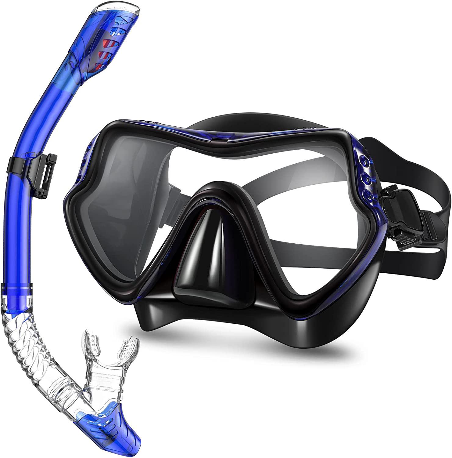 

Snorkeling & Diving Set: Large Frame Silicone Mask and Snorkel for Men and Women One Size