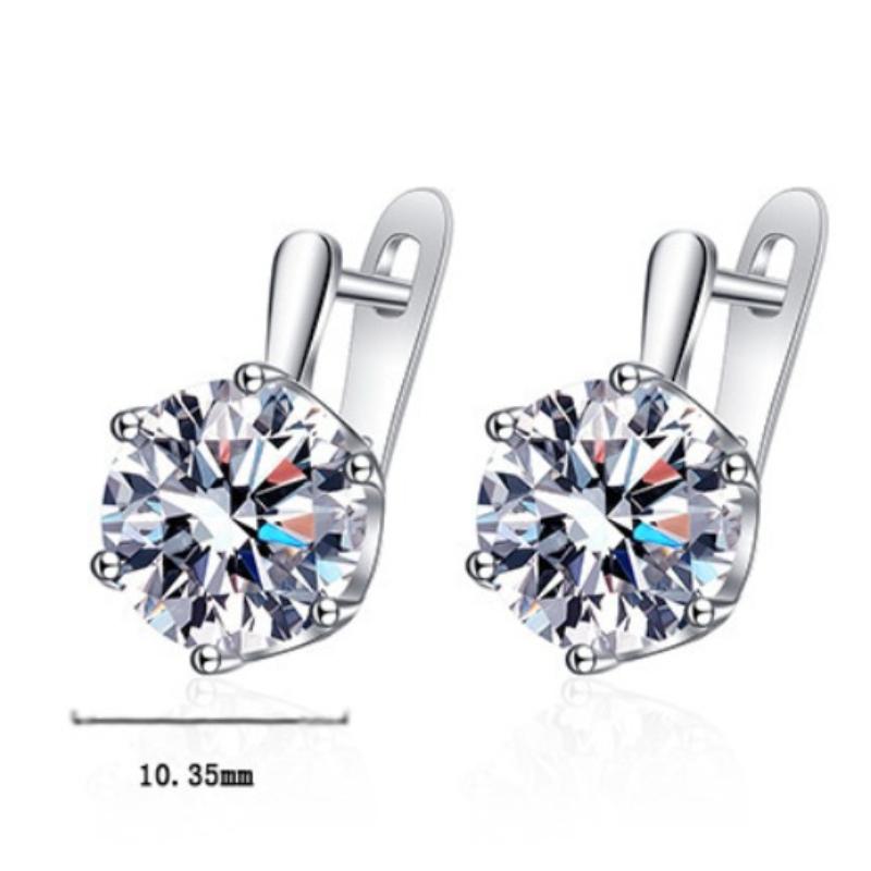 New Moissanite 925 Silver Earrings Big gemstone Fashion for Women Wedding Jewelry Classic Female Accessories Gifts