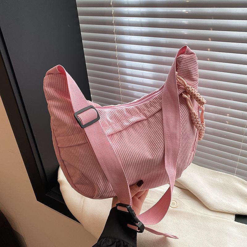 

Сумка-пельмень женская вельветовая сумка-мессенджер большой вместимости на плечо повседневная женская сумка простая универсальная спортивная дорожная сумка-рюкзак розовый