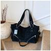 Modieuze Casual Pendel Tote Bag, Meisjes Motorfiets Tas, Grote Capaciteit Enkele Schouder Crossbody Tas