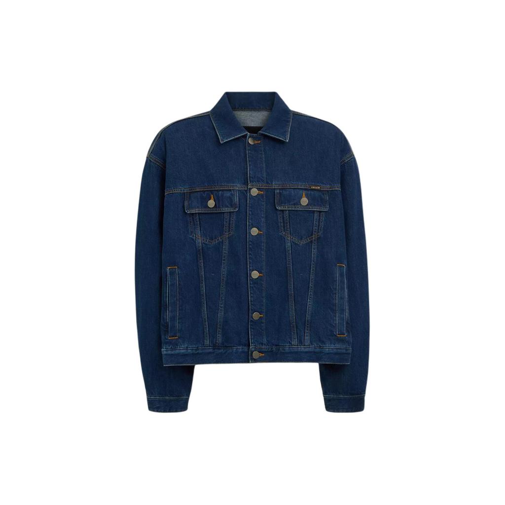 Coach Denim Jacket With Letter Print And Long Sleeves Men Jackets Blue CO801-COK