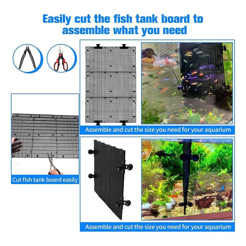 ABWR-DIY Adjustable Aquarium Divider With 8Pcs Fish Tank Divider 10 Pcs Suction Cups Bottom Fish Tank Isolation Board Filter