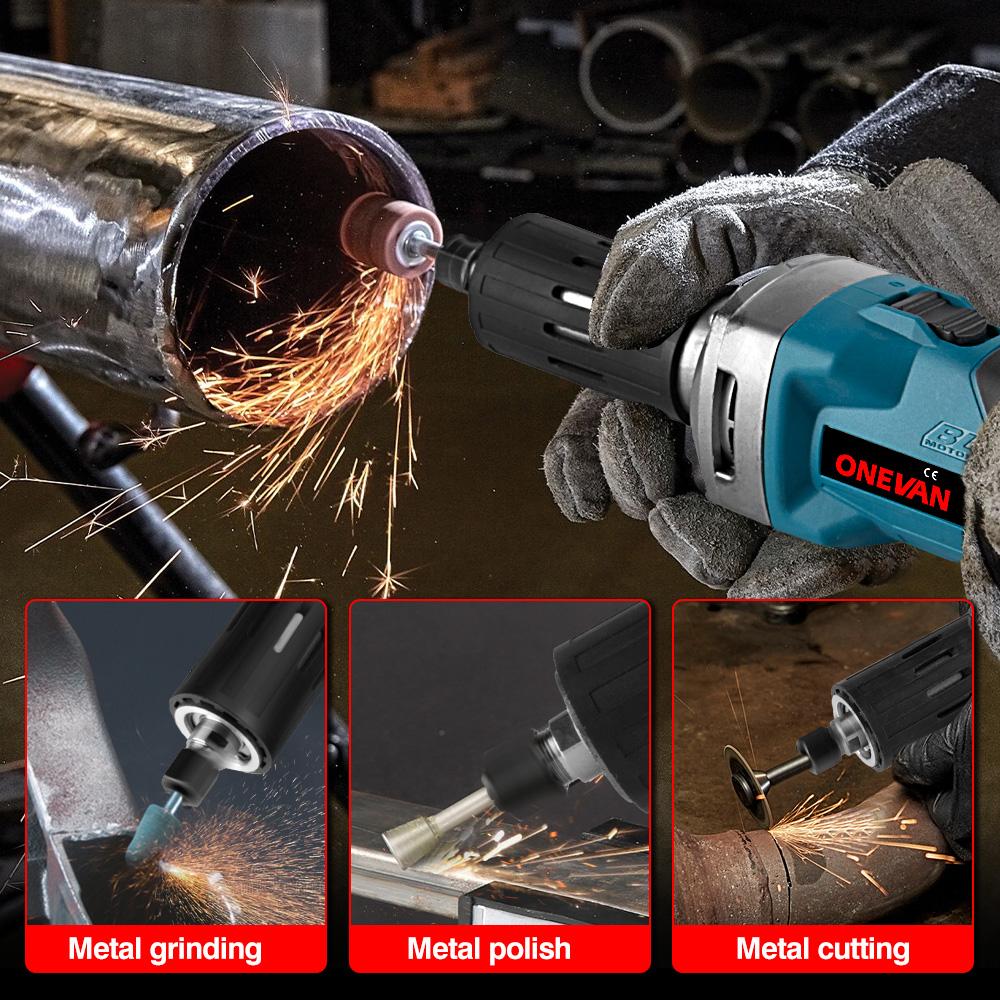 ONEVAN 2000W bürstenloser elektrischer Stabschleifer, 35000 U/min, 6 mm, kabellos, 4 Gänge, variable Schleif-Drehwerkzeuge für Makita 18-V-Akku