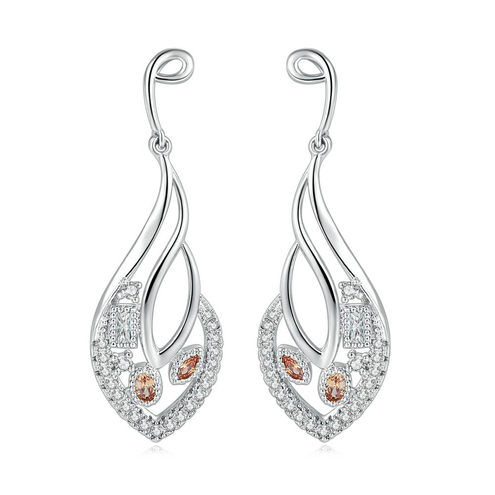 

Vintage Elegant Leaf Drop Earrings For Women Princess Style Orange Cubic Zircon Silver Color Wedding Gift Fashion Jewelry E044