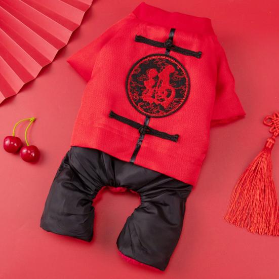 

Хлопковое пальто для домашних животных, одежда для собак на китайский Новый год, праздничный костюм Тан для домашних животных, костюм для празднования весеннего фестиваля