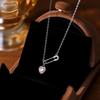 Safety Pin Clip Love Pendant Necklace For Women Hollow Jewelry Chains Choker Tassel Women's Nec S2G0