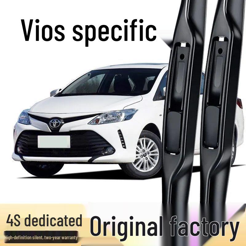 Original Frameless Wiper Blades for Toyota Vios 2015-2016: Front 19” & Rear 18” Rubber Strips