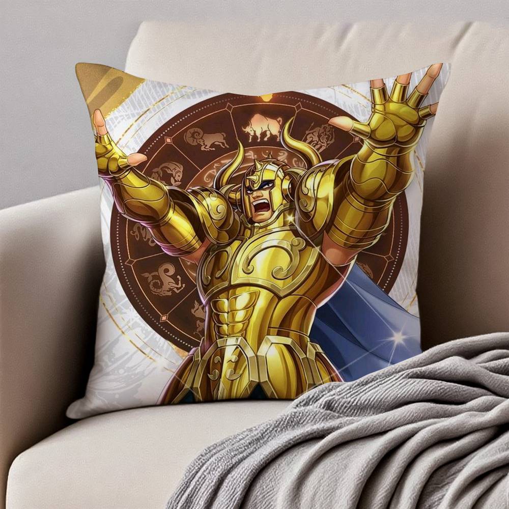 Animation 12 Gold S-Saint S-Seiya Kissenbezug Anti-Hausstaubmilben Kissenbezug Unsichtbarer Reißverschluss Seidig Kurzer Plüsch Sofakissenbezug