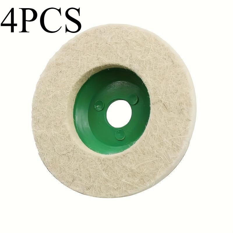 4PCS Round Wool Felt Disc Wheel Pad Buffing Wheels for 100 Angle Grinder Buffing Polishing Buffer Bore Dia-White & Green