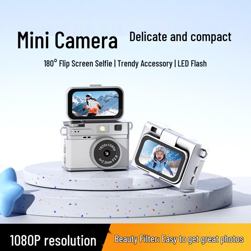 2025 Mini Flip Screen 1080P HD Selfie Retro CCD Camera with Beauty Mode