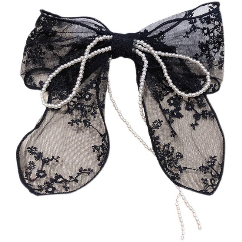 Lace Pearl Bow Bachelorette Party Hair Clips Bridal Shower Hair Hen Wedding Bridesmaid Favors Supplies Photo Props