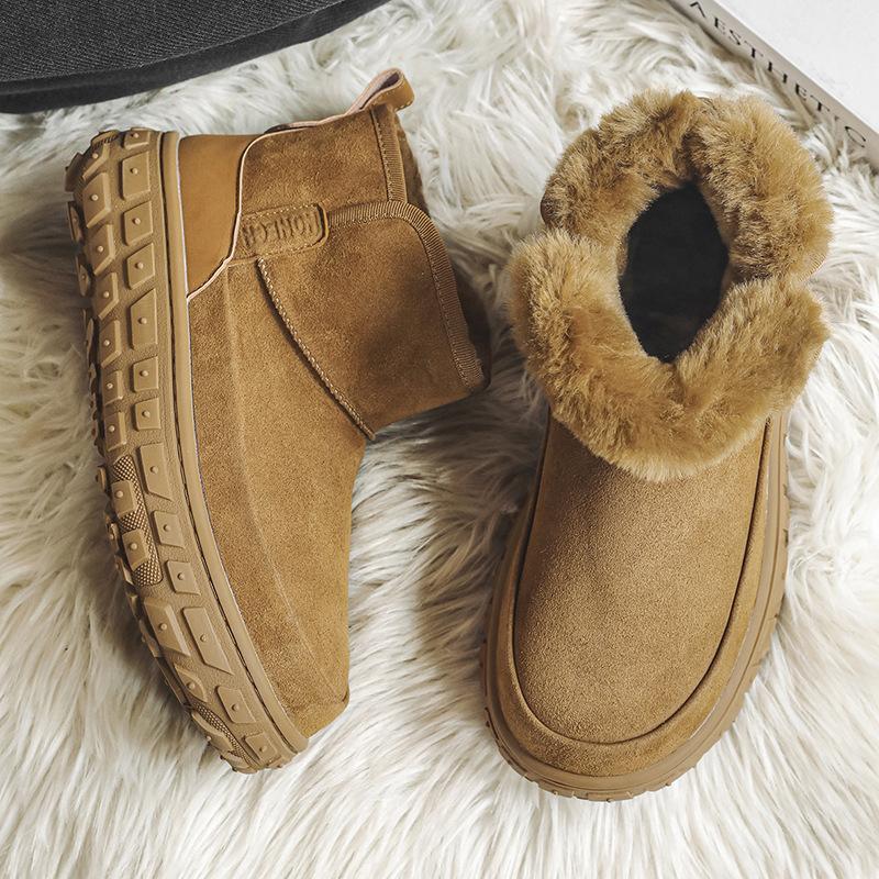 Tire Thick-soled All-wool Snow Boots Short Tube New Winter Fur Integrated Thickened Warm Cotton Shoes