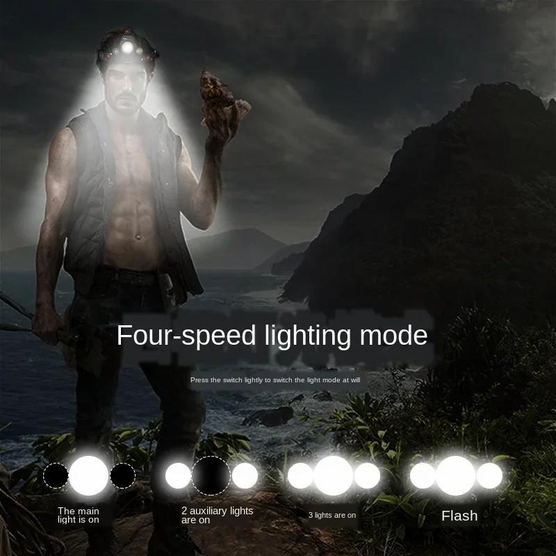 D2 Super Bright 3 Led Headlamp 18650 Battery Rechargeable Head Flashlight Torch 4-Mode Outdoor Camping Fishing Hunting Headlight