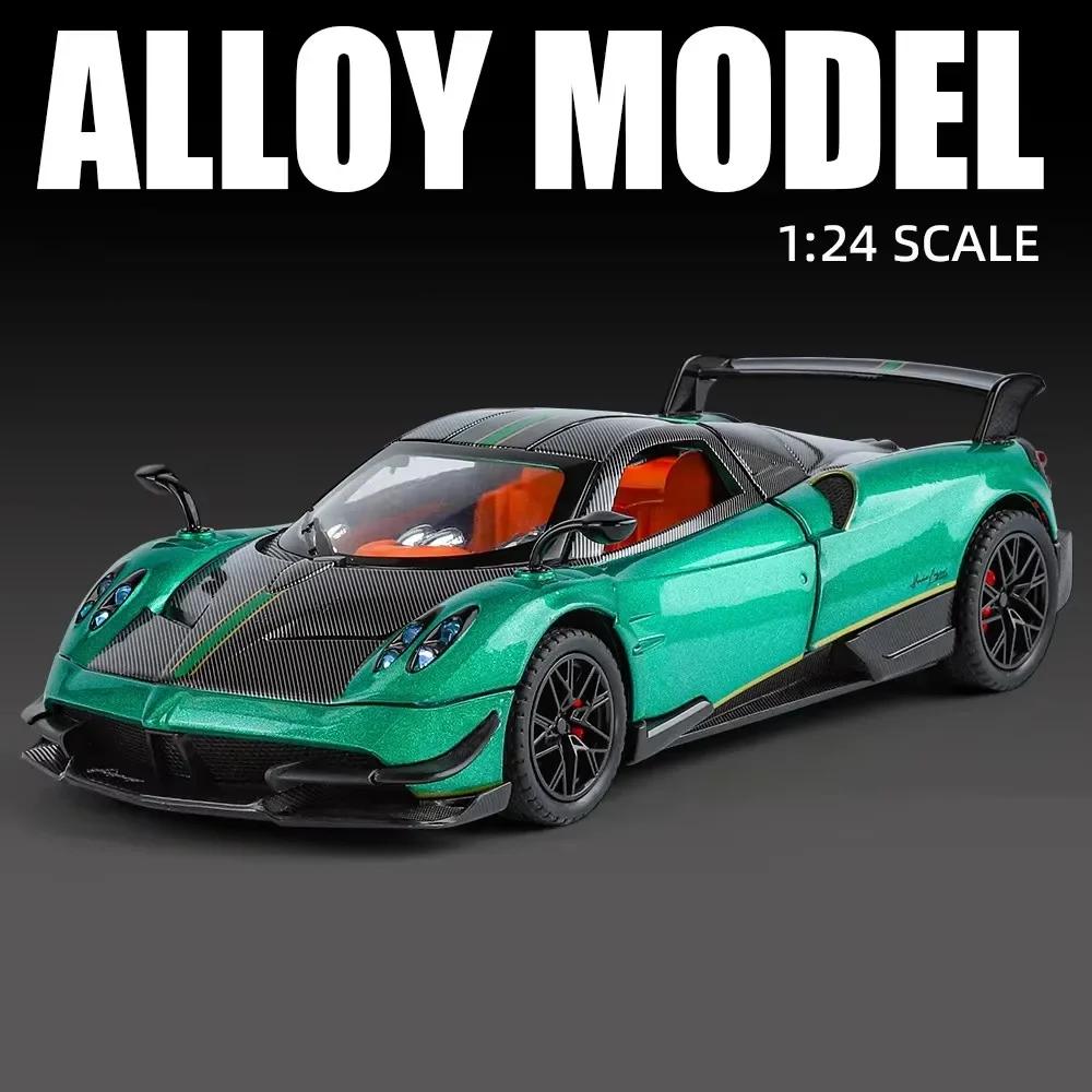 1:24 Alloy Pagani Huayra Dinastia BC Toys Cars Miniature Models Pull Back Light Sound Rubber Tires Supercar Toddler Kids Gifts