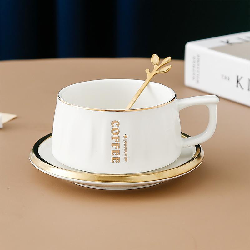 Ceramic Coffee Cup Set Home Office Afternoon Tea Cup with Spoon Couple Men and Women Breakfast Cup