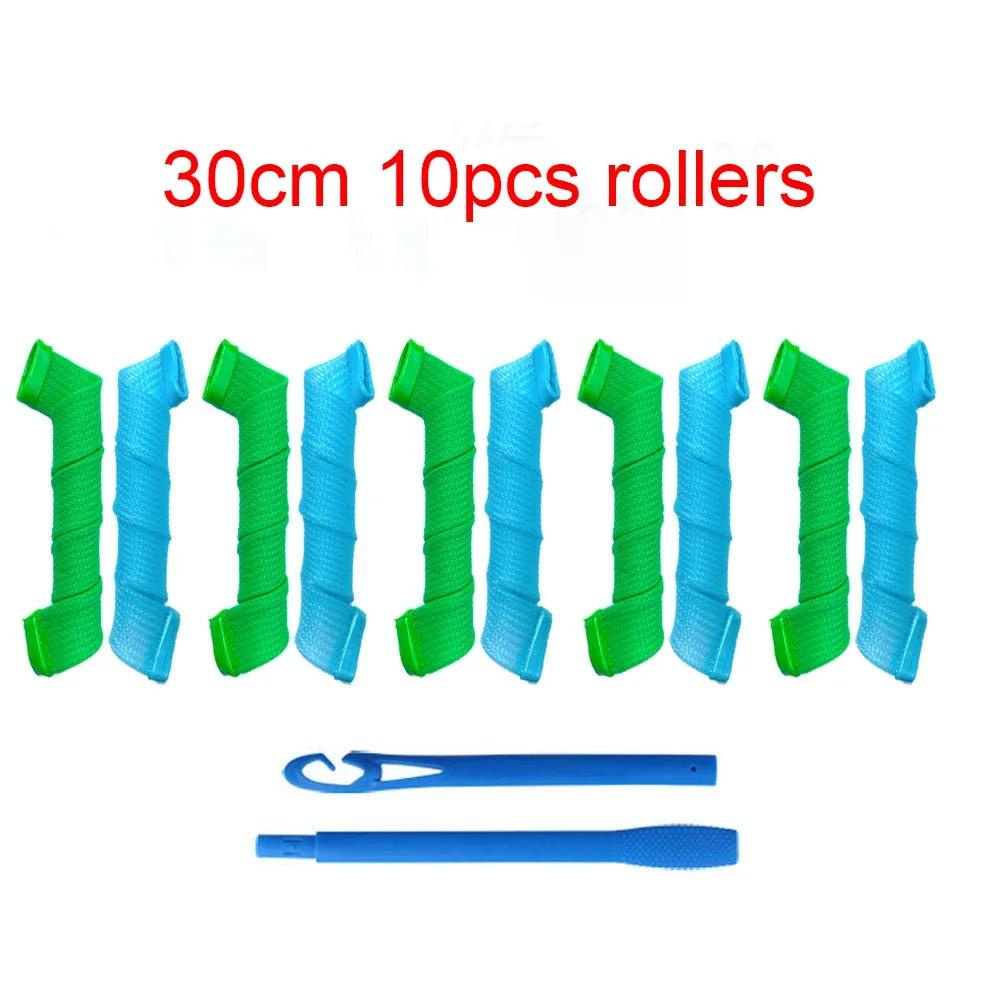 12/18/10pcs Hair Curler Rollers Women Spiral Curls Heatless with 2 pcs Hooks DIY Not-Waveform Shape Rollers Spiral Round Curls