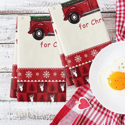 Asciugamano da cucina multiuso per feste, ad asciugatura rapida, con stampa di albero di Natale e pupazzo di neve, asciugamano per la pulizia della cucina, consistenza soffice