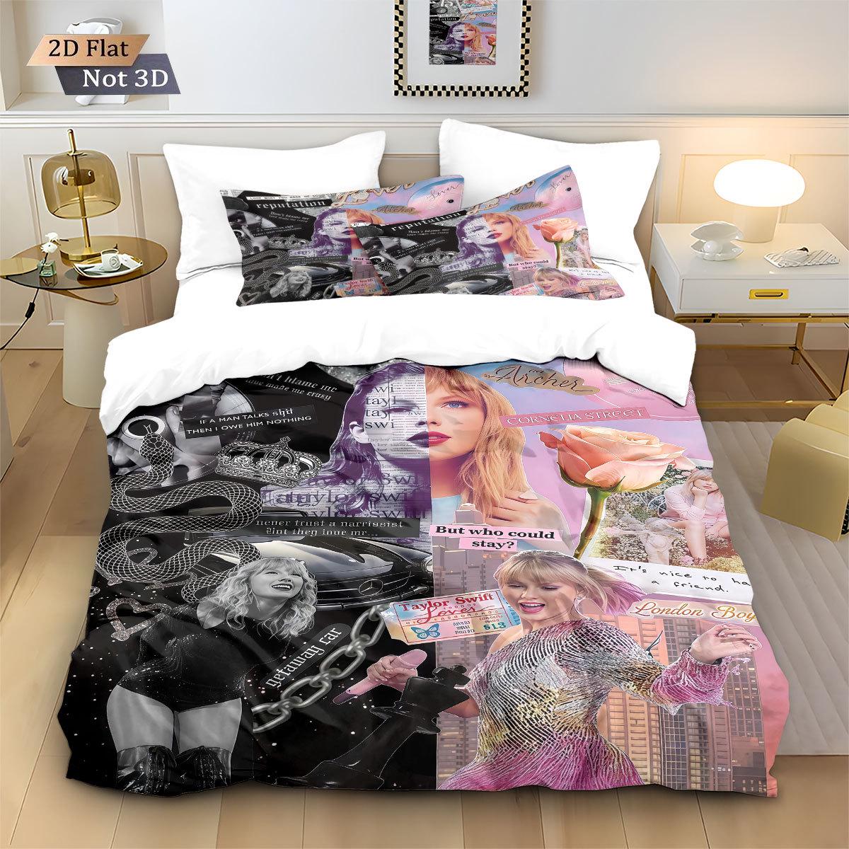 

Taylor Swift Printed Three-Piece Bedding Set: Creative Customizable Duvet Cover and Pillowcase 135x200 cm