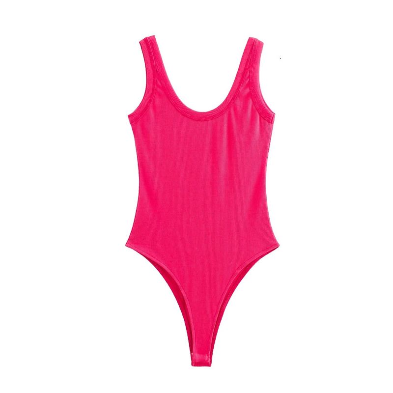 Early Autumn New Arrival Bottoming T-shirt Vest Women's Fashion Casual round Neck Wide Band Rib Jumpsuit 4424801