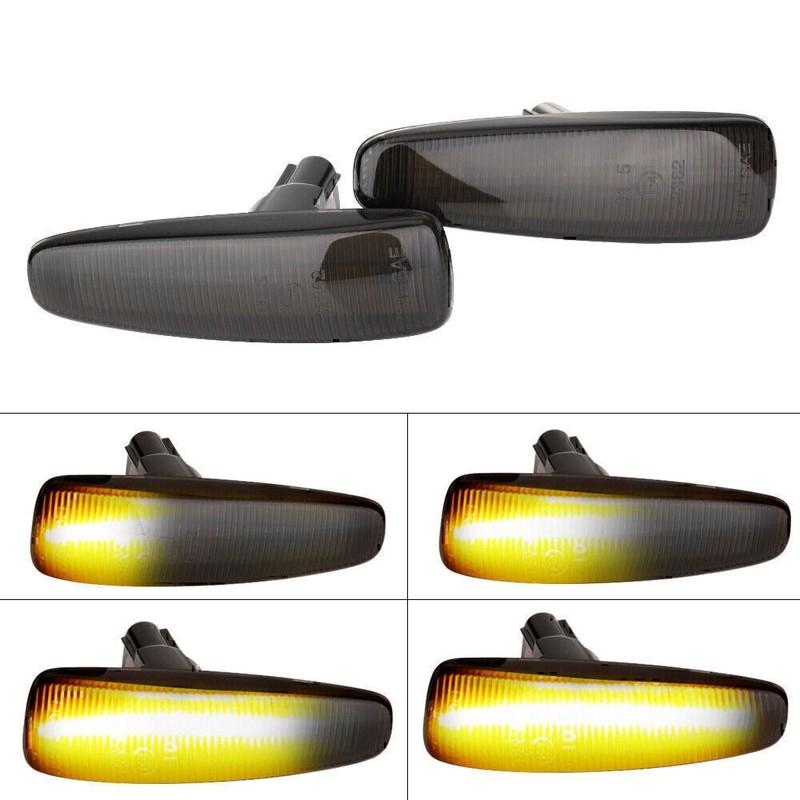 2pcs Dynamic Amber LED Side Fender Marker Light Sequential For Mitsubishi Lancer Evo