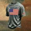 T-shirt da uomo vintage lavata con scollo rotondo a maniche corte, maglietta grafica stampata Semi-Quincentennial 1776-2026, design bandiera USA, vestibilità casual