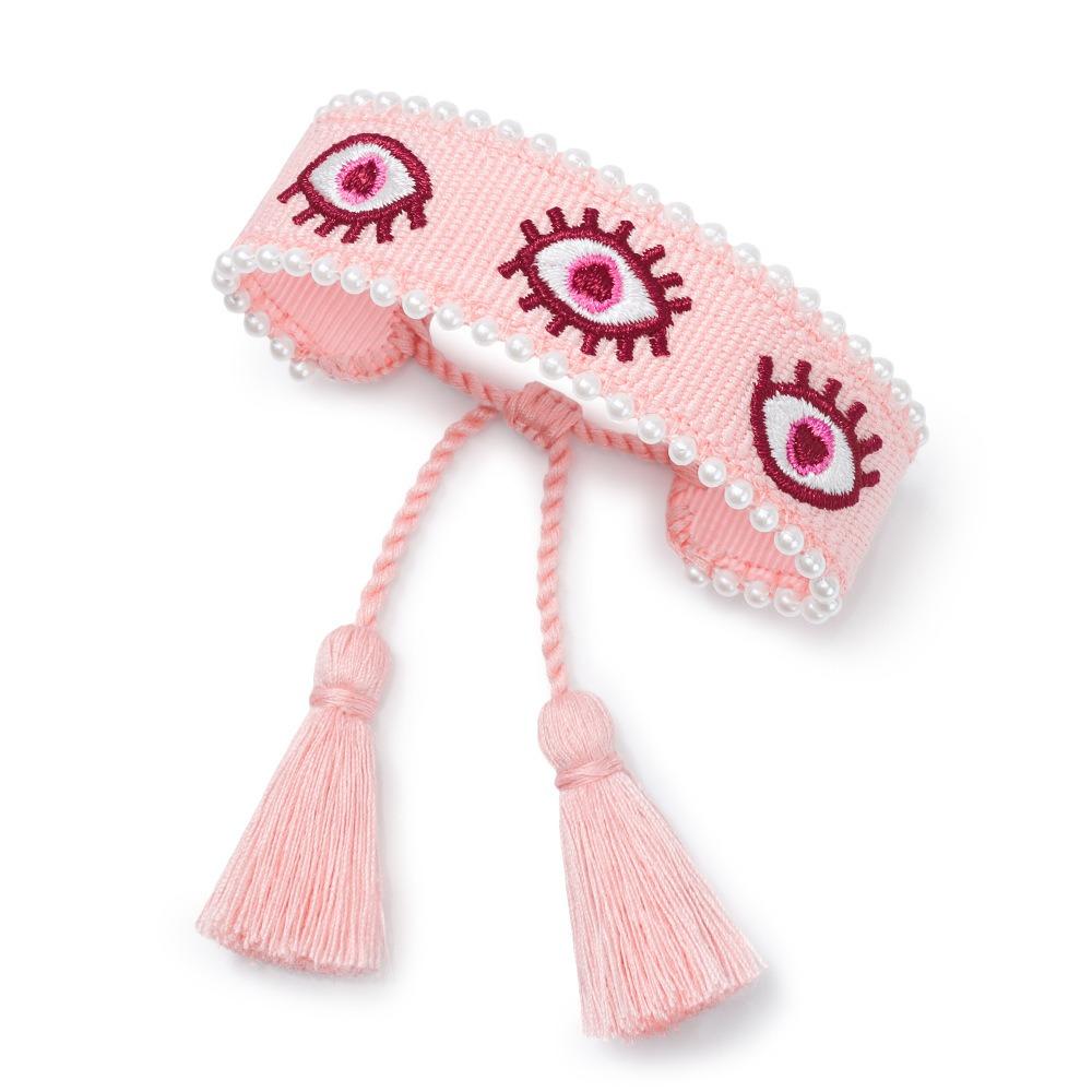 Adjustable Rope Woven Charm Bracelets Pearl Blue Eyes Bracelet Evil Eyes Bracelets  Jewelry Gift