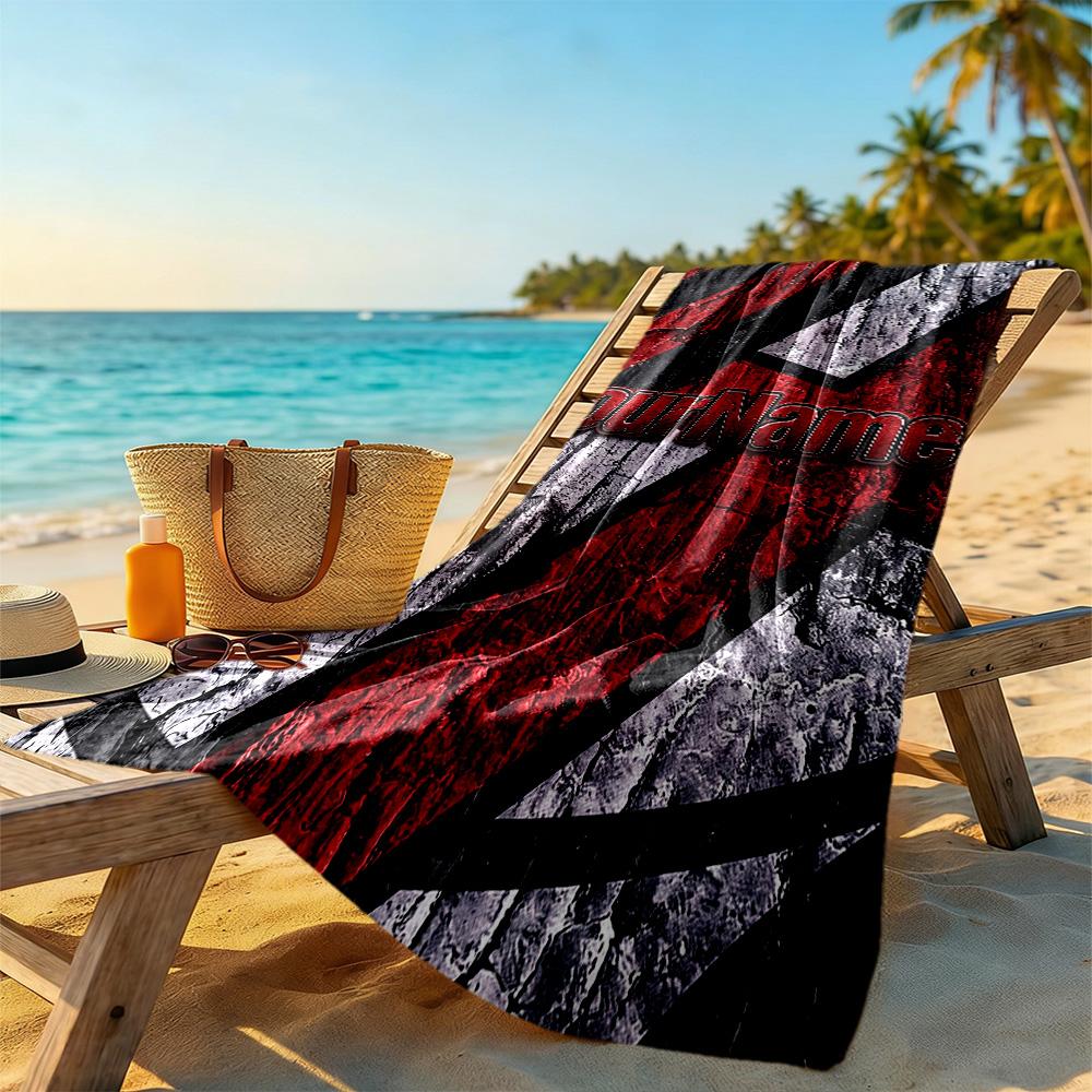 Ac Milan Personalized Text Beach Towel Super Soft & Absorbent Ideal for Travel Outdoor Swim Pool Yoga Surf Camping Hiking Gym Gift Holiday