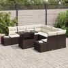 VidaXL Set de canapé de jardin 9 pièces avec coussins marron en poly rattan 3357891