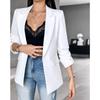 Women's Open Front Blazer, Notched Lapel Single-Breasted Coat with Long Sleeves, Versatile Solid Color Outerwear for Office & Casual