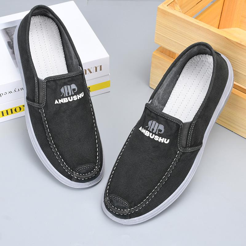 Men's Denim Slip-On Canvas Shoes - Soft Sole & Comfortable