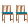 Garden Chairs, 2 Pcs with Cushions vidaXL Solid Teak Wood