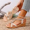 New Style Round Toe Wedge Heel Metal Decorated Fashionable Women's Shoes Flat Wear-resistant Comfortable Casual Sandals
