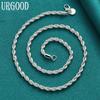 925 Sterling Silver 4mm Twisted Necklace Fashion Jewelry