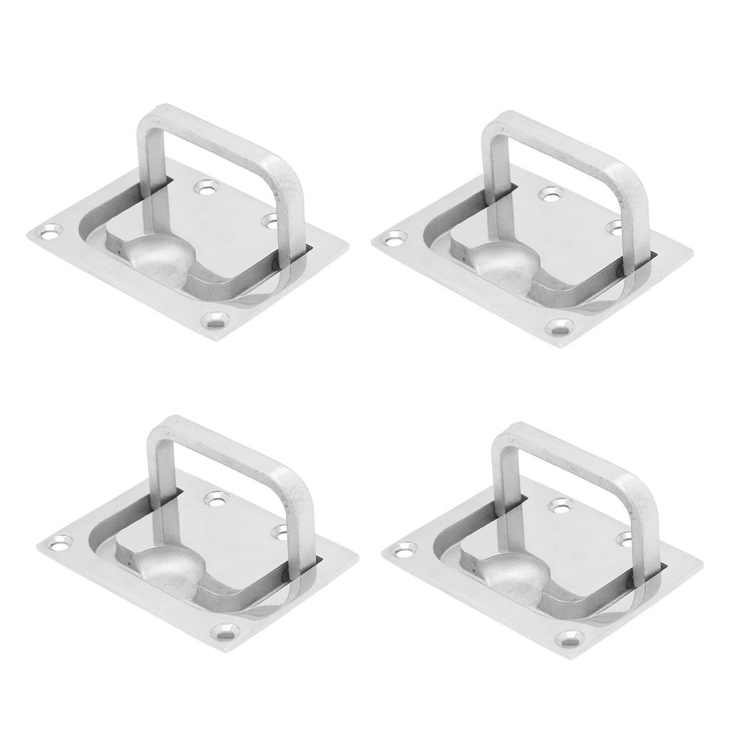 4PCS Boat Cabinet Flush Mount 316 Stainless Steel Square Flush Pull Ring Handles for Furniture
